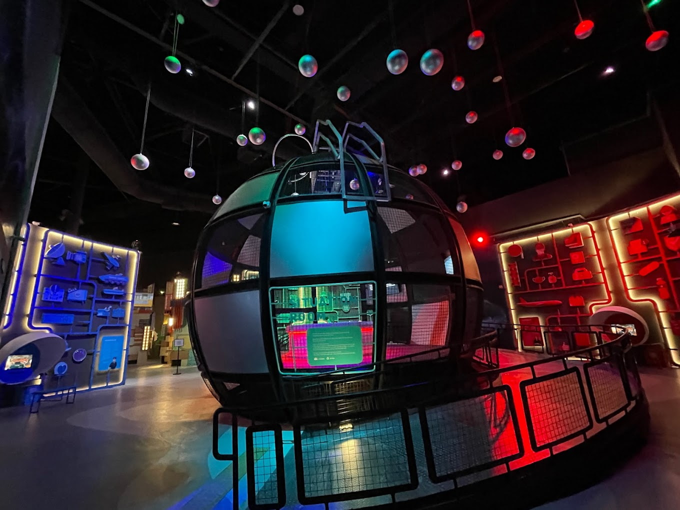 singapore discovery centre exhibit that looks like a globe with signboards at the through the lens of time gallery