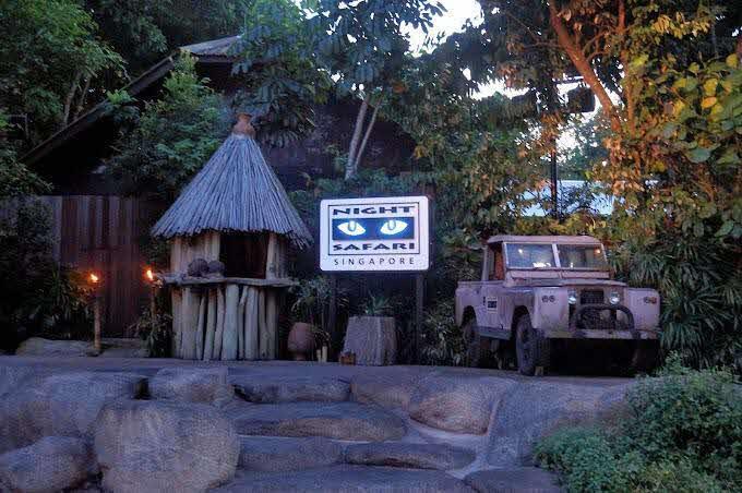 the night safari animal show outdoor stage with the venue logo